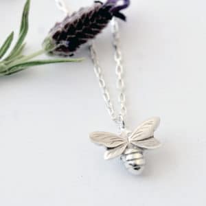 Silver bee necklace