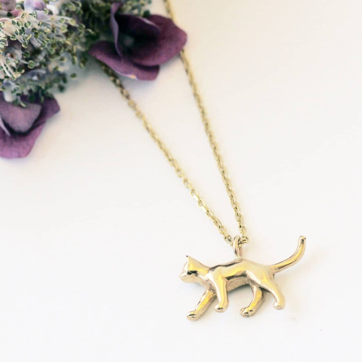 Cute Dangling Kitty Cat and Tiny Fish Shaped Charm Necklace – DOTOLY