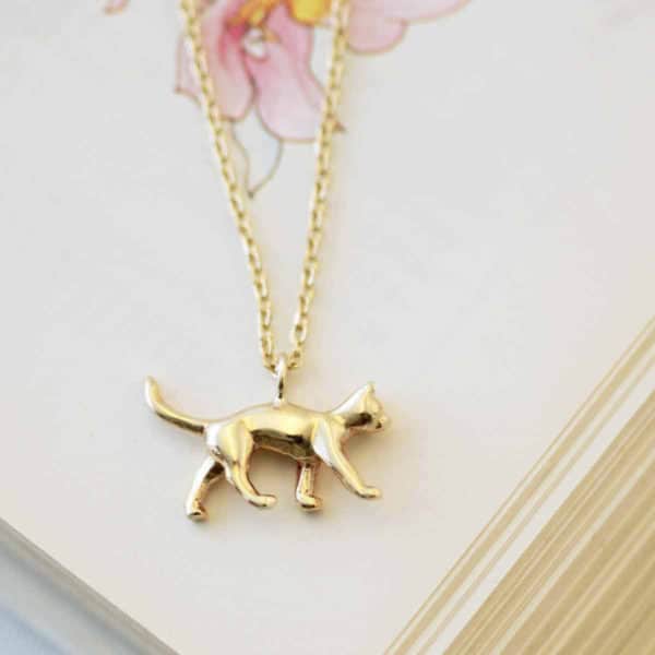 Gold cat necklace