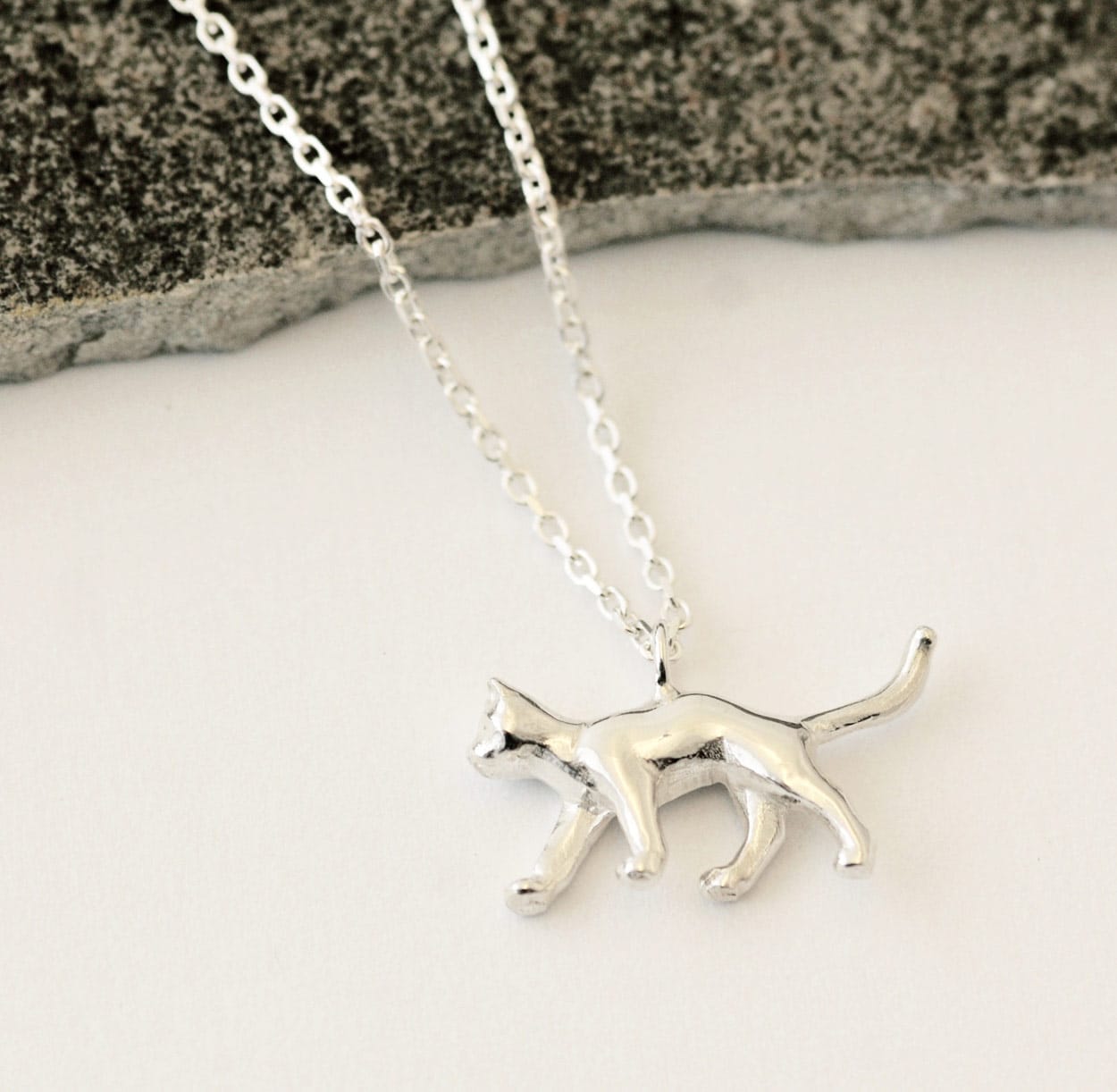 Walking Cat Necklace In Silver, Goldplate, Black or Black & White - amanda  coleman jewellery