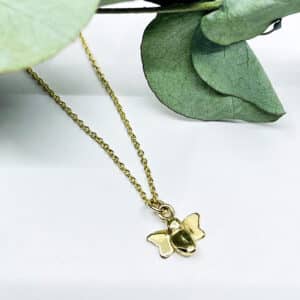 Dainty gold bee necklace reverse