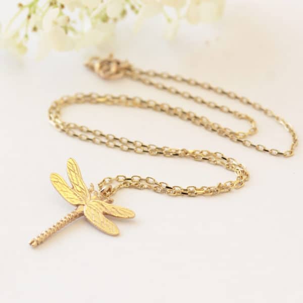 Gold dragonfly necklace