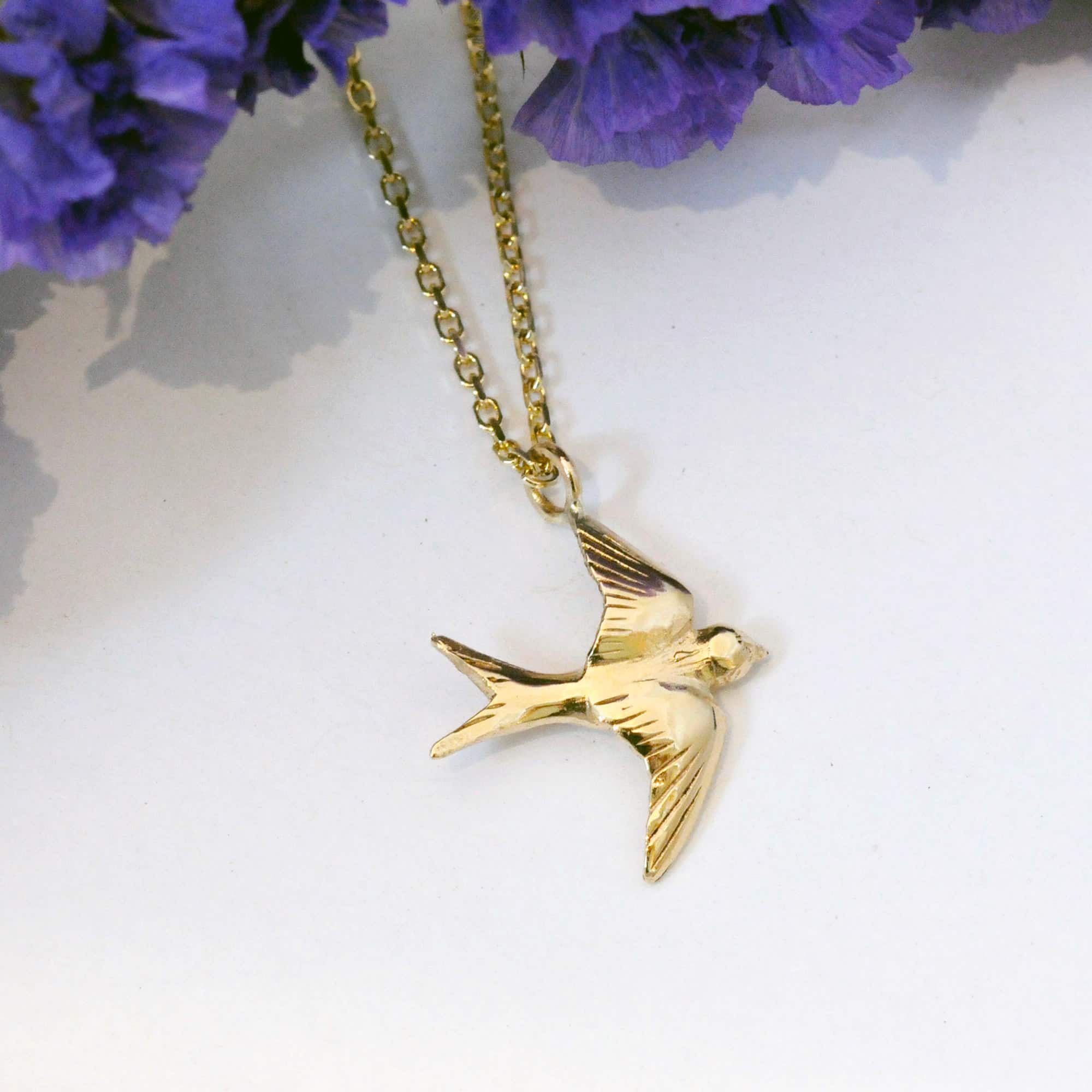 Swallow Necklace, gold - Heather Scott Jewellery