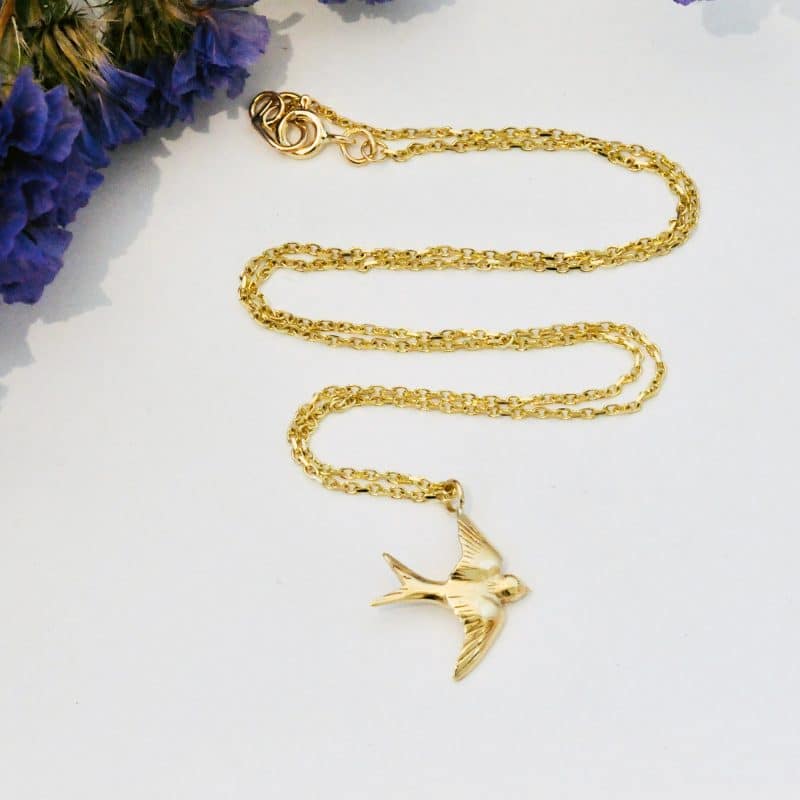 Swallow Necklace, gold - Heather Scott Jewellery