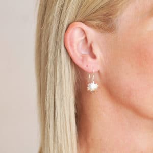 Maple leaf hook earrings worn