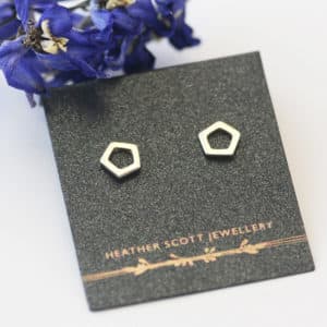 Silver pentagon earrings