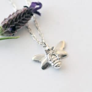 Silver bee necklace reverse