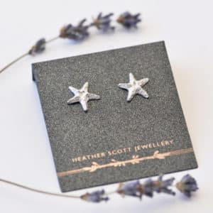 Silver starfish stud earrings