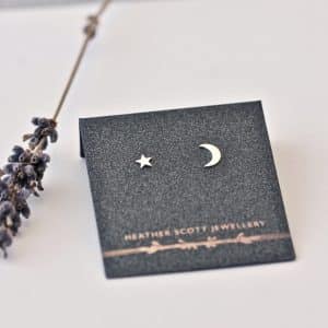 Silver star and moon studs