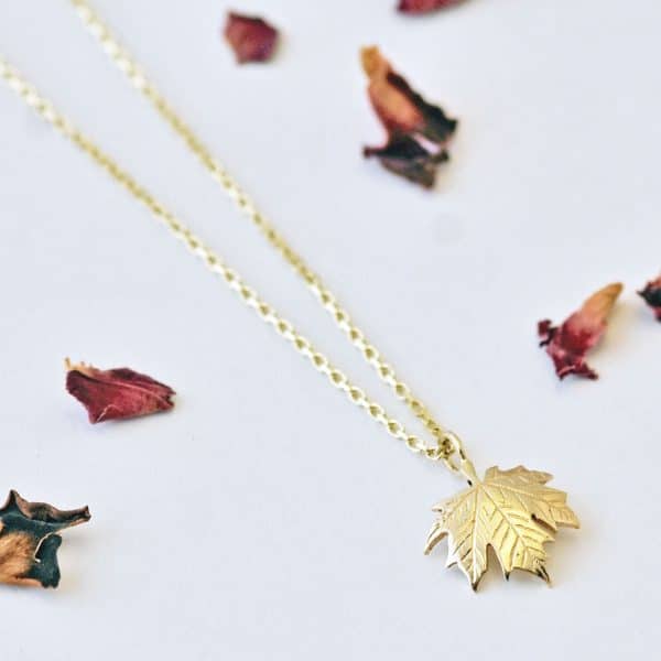 Gold maple leaf necklace