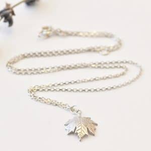 Silver maple leaf necklace