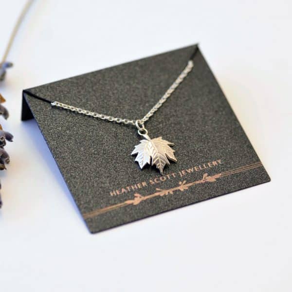 Silver maple leaf necklace