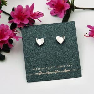 Silver folded heart earrings
