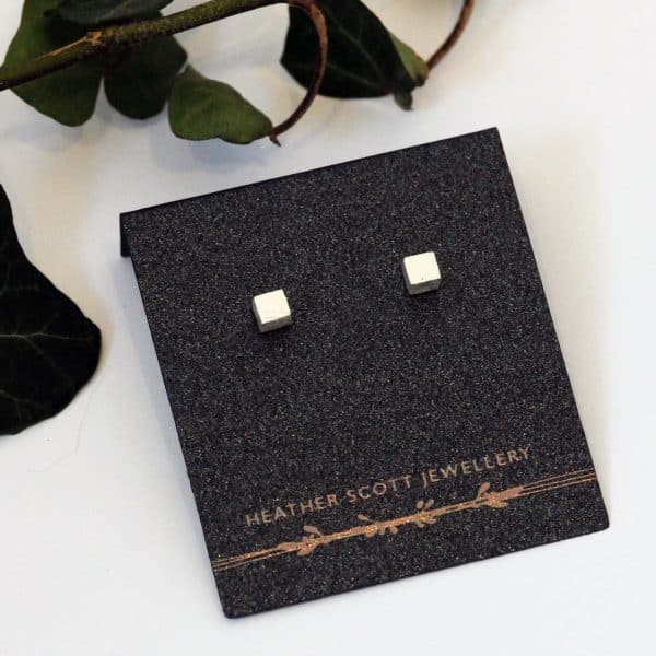 Silver cube earrings