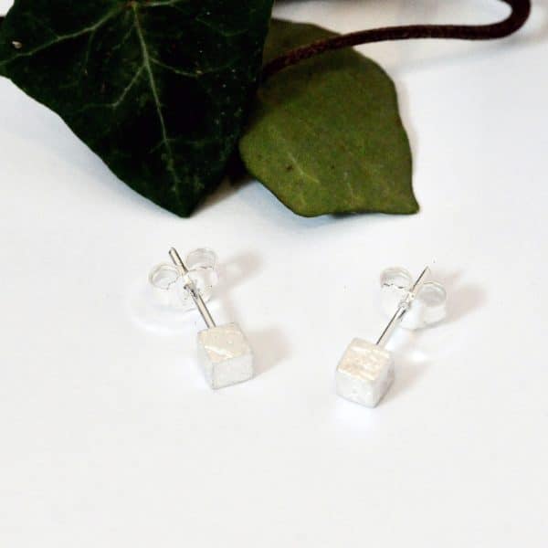 Silver cube earrings