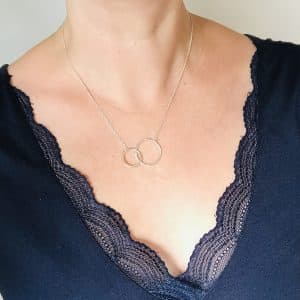 Double circles necklace worn