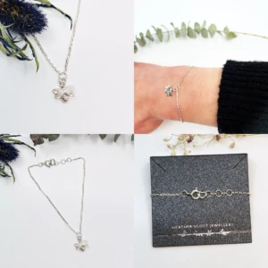 Handmade silver bee bracelet, a selection of images