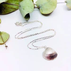 Large silver shell necklace