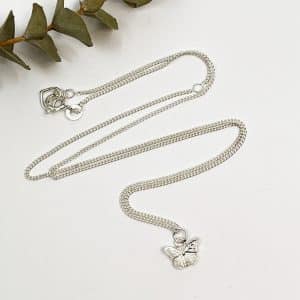 Tiny silver butterfly necklace