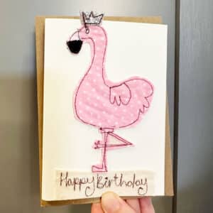 Happy birthday card, flamingo design