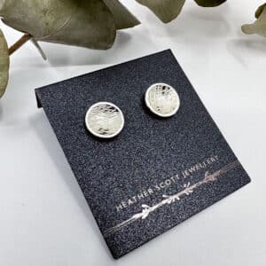 Textured silver disc studs