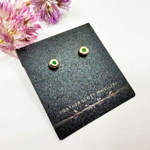Emerald and gold nugget earrings, handmade by Heather Scott Jewellery