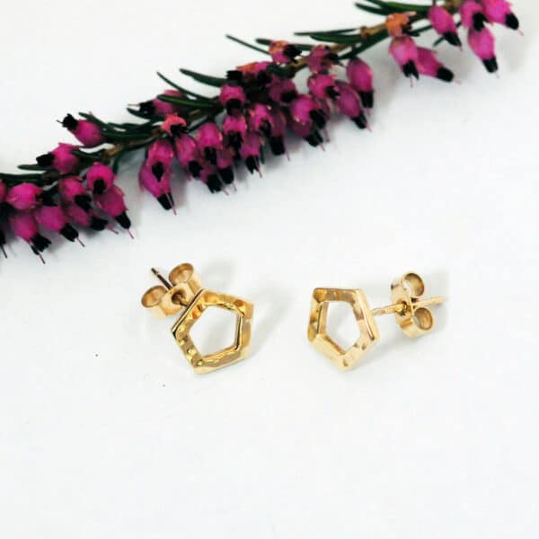 Gold Pentagon Earrings