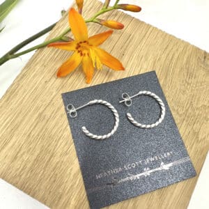 Silver twist hoop earrings