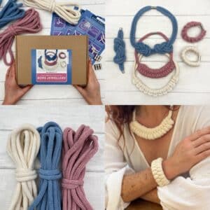 Alternative view of Macrame Kit: Rope Jewellery, Sky Blue, Pink and White