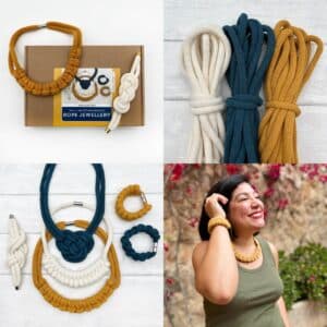 Alternative view of Macrame Kit: Rope Jewellery - Yellow, Navy and White