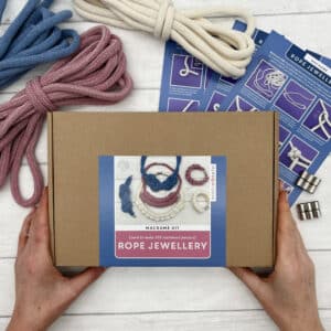 Macrame Kit: Rope Jewellery, Sky Blue, Pink and White