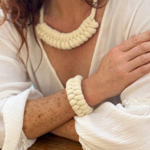 Macrame Kit: Rope Jewellery, Sky Blue, Pink and White - Image 4