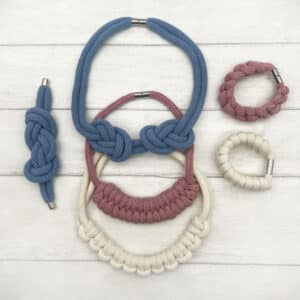 Alternative view of Macrame Kit: Rope Jewellery, Sky Blue, Pink and White