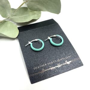 Alternative view of Turquoise enamel hoops