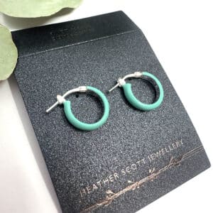 Turquoise enamel hoops