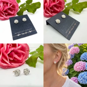 Silver rose earrings by Heather Scott Jewellery